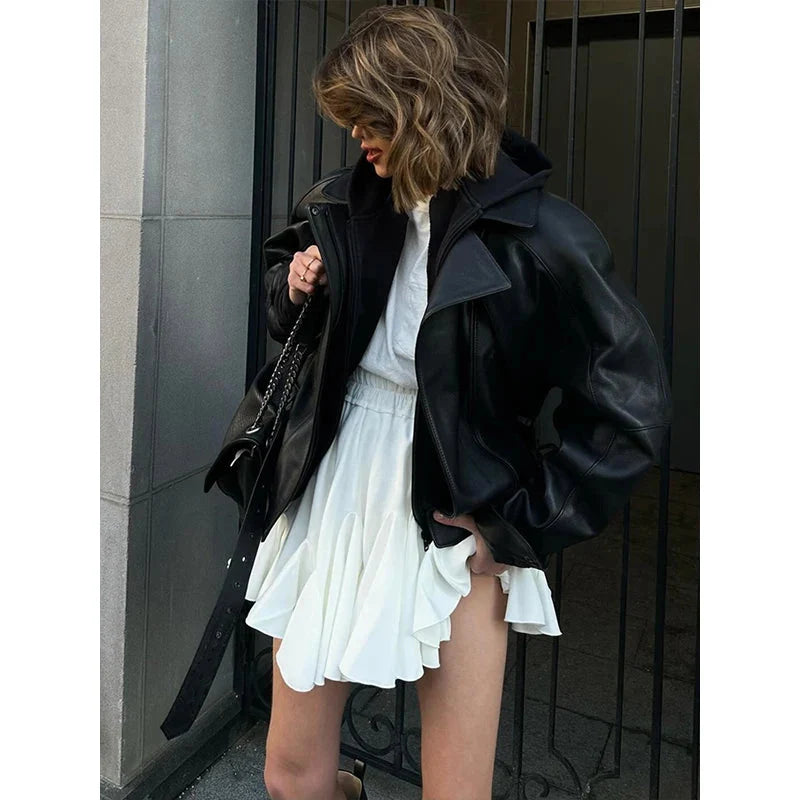 White High Waist Ruffle Mini Skirt — dettaglio