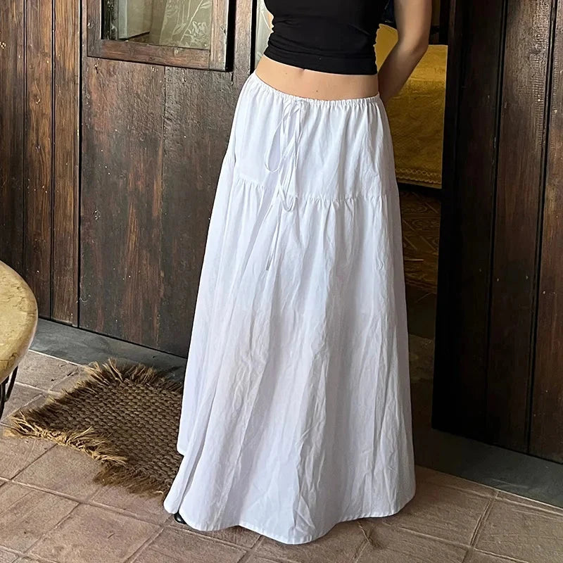 White Loose A Line Flowy Maxi Skirt — in alternativa