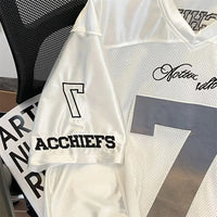 White Scripture Baggy V Neck Football Jersey — dettaglio