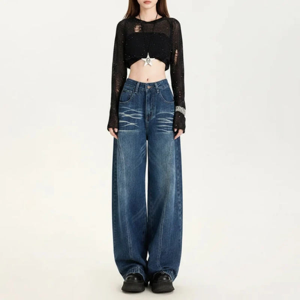 Wide Leg Baggy Barrel Jeans — vista frontale