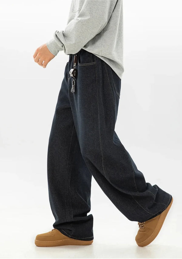 Wide Leg Baggy Dark Wash Jeans — vista frontale