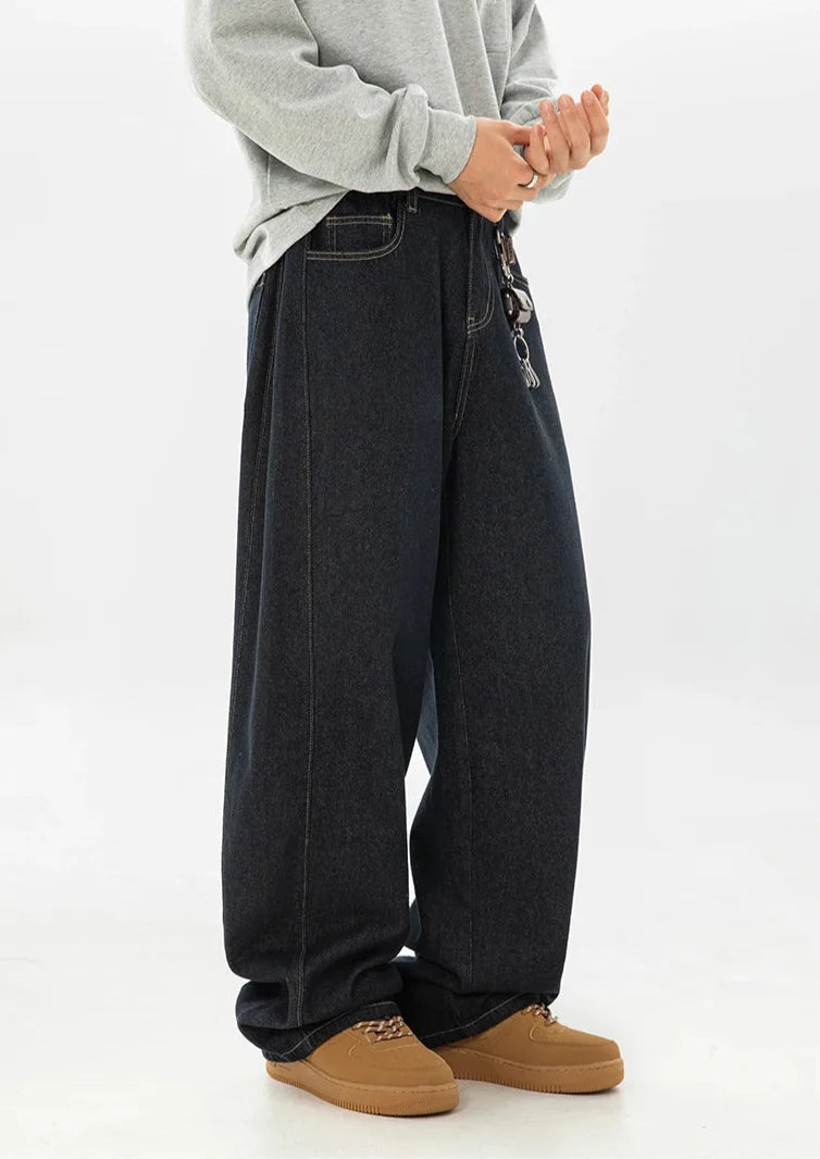 Wide Leg Baggy Dark Wash Jeans — dettaglio del tessuto