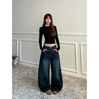 Wide Leg Baggy Denim Boot Cut Barrel Jeans — dettaglio della stampa