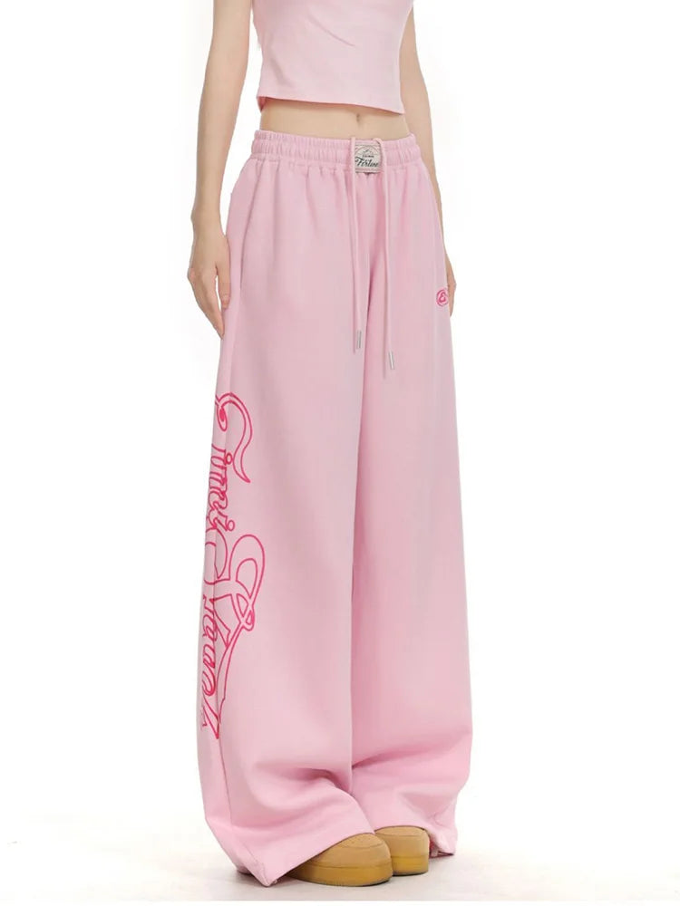Wide Leg High Waist Sweatpants Joggers Trousers — dettaglio della stampa
