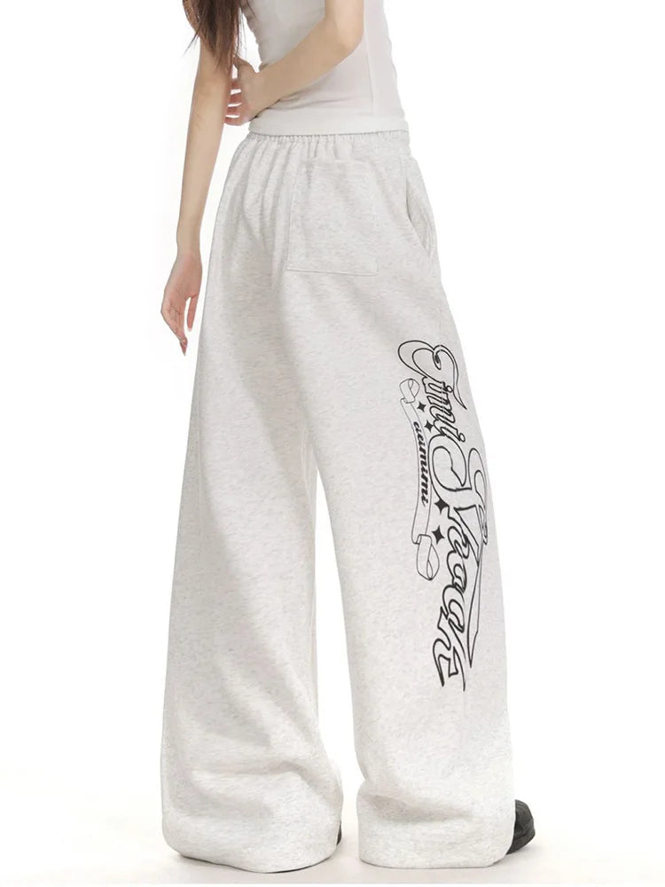 Wide Leg High Waist Sweatpants Joggers Trousers — vista laterale