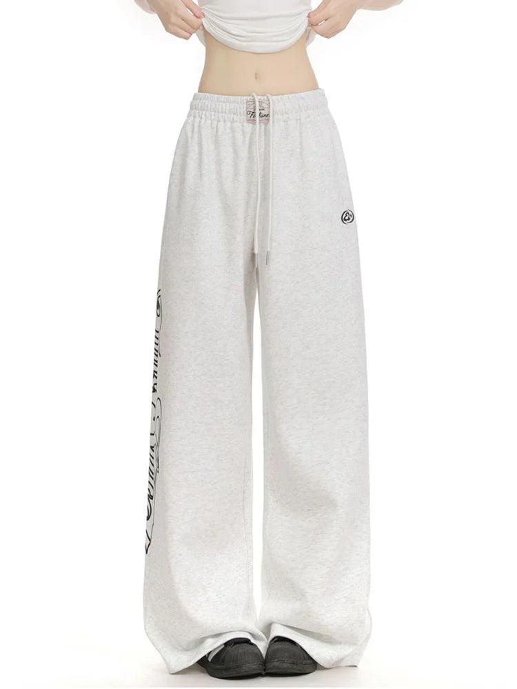 Wide Leg High Waist Sweatpants Joggers Trousers — vista frontale