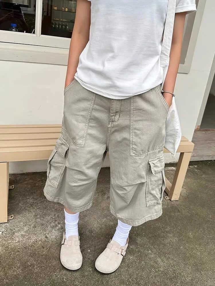 Wide Leg Vintage Cargo Jorts Shorts — vista posteriore