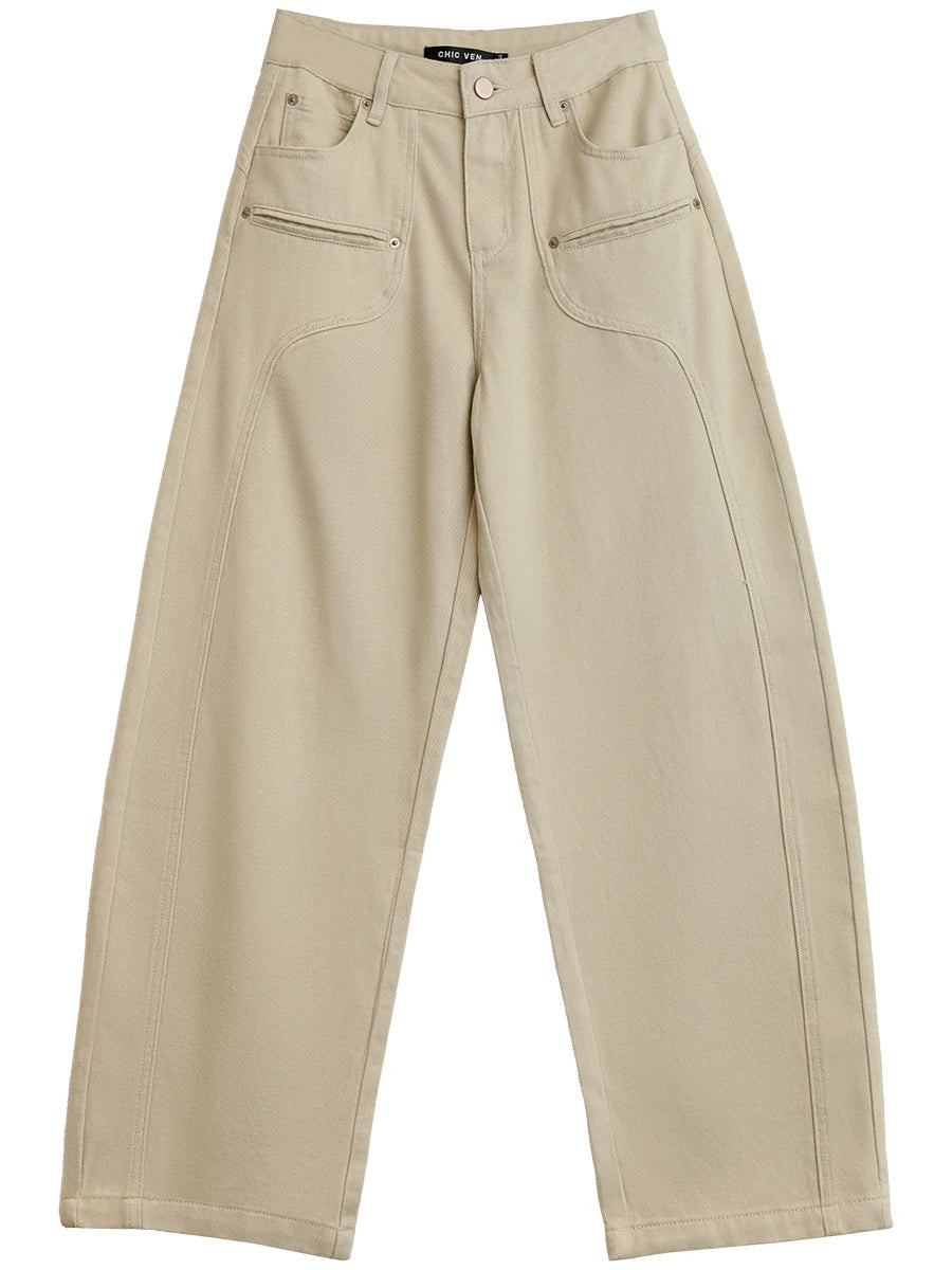 Wide Leg Workwear Boyfriend Fit Jeans — vista frontale