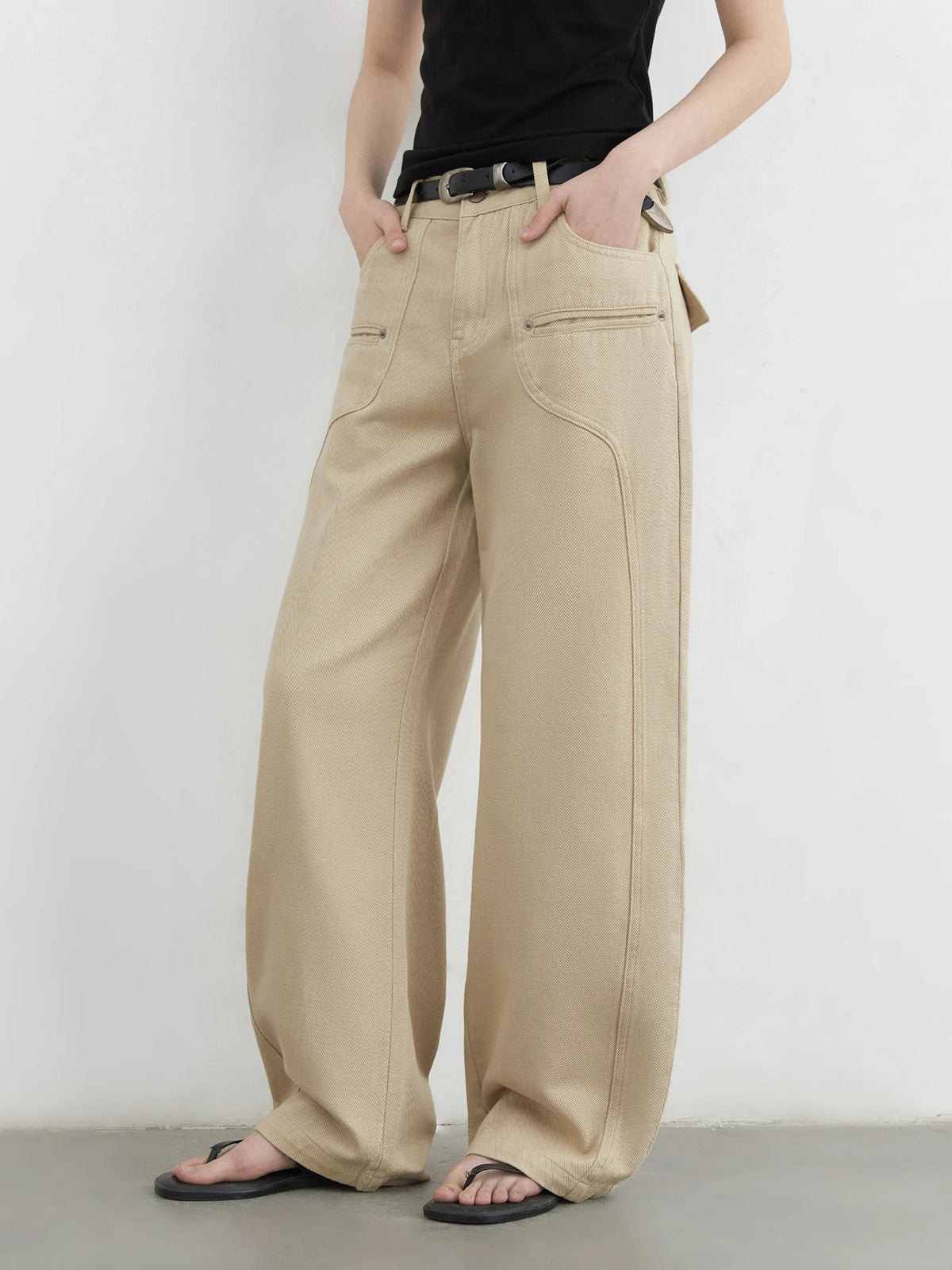 Wide Leg Workwear Boyfriend Fit Jeans — vista posteriore
