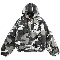 Winter Camo Hooded Jacket Coat — vista frontale