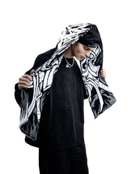 Winter Graphic Knitted Shawl Scarf — dettaglio del tessuto