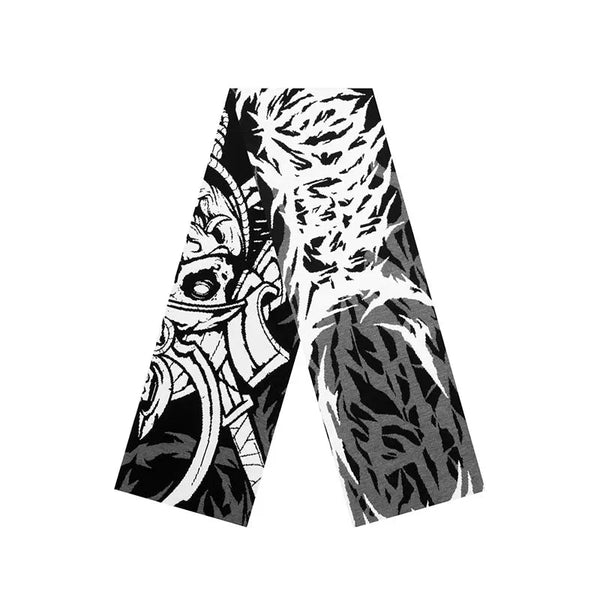 Winter Graphic Knitted Shawl Scarf — vista frontale