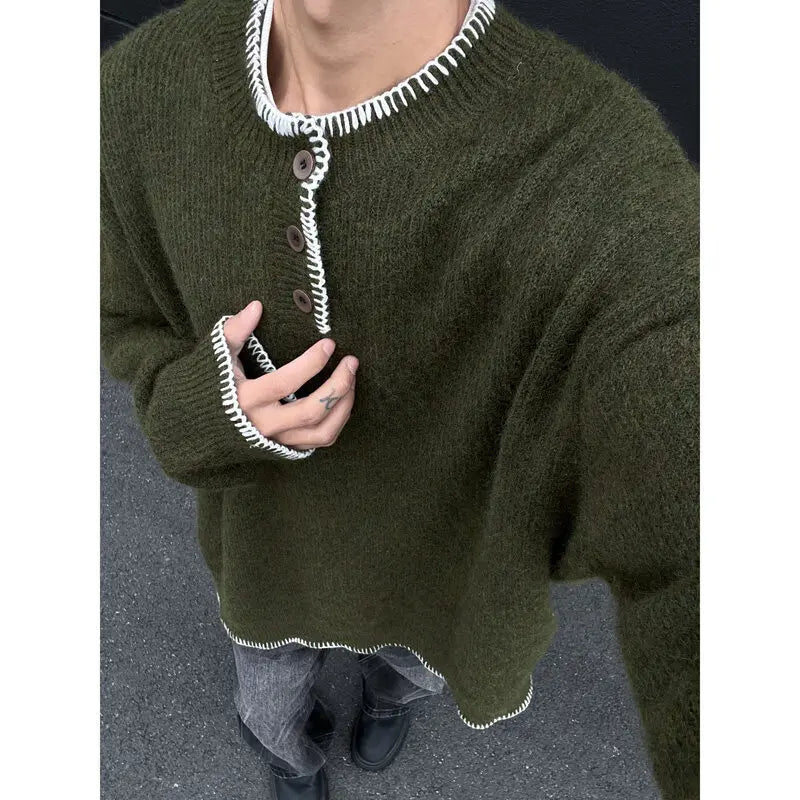 Winter Round Neck Knitted Jumper Sweater — dettaglio