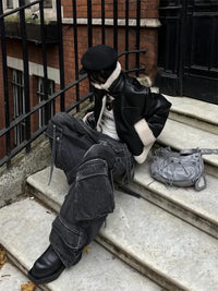 Womens Black Baggy Gothic Cargo Jeans — dettaglio