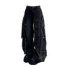 Y2K Womens Black Baggy Gothic Cargo Jeans