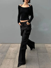 Womens Cold Shoulder Long Sleeve Top — vista laterale