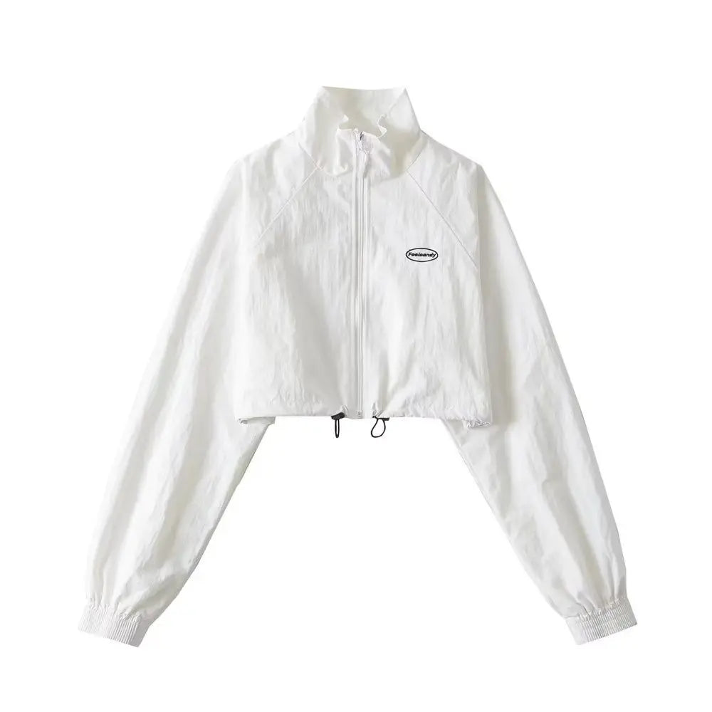 Womens Cropped Athleisure Jacket — vista frontale
