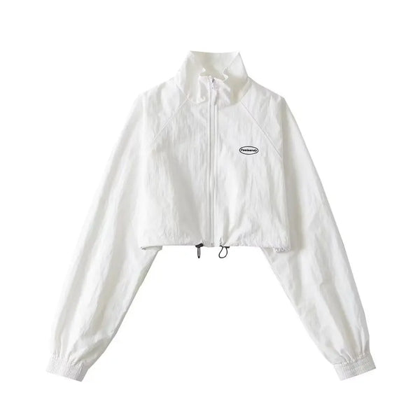 Womens Cropped Athleisure Jacket — vista frontale