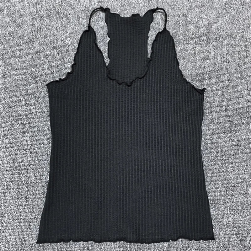 Womens Elastic Slim Fit V Neck Crop Top — vista posteriore