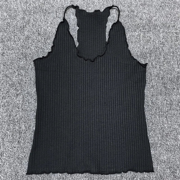 Y2K Womens Elastic Slim Fit V Neck Crop Top