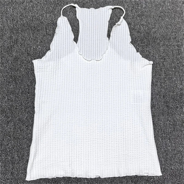 Womens Elastic Slim Fit V Neck Crop Top — vista frontale