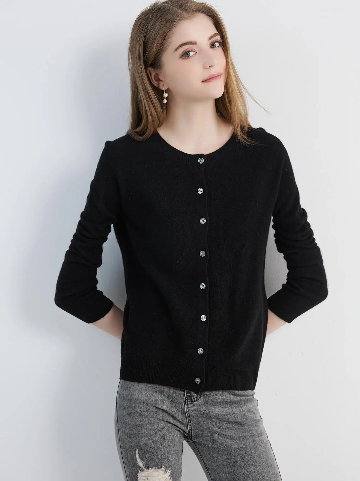 Womens Essentials Knit Cardigan Sweater — vista laterale