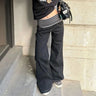 Y2K Womens Flared Baggy High Waist Striped Bootcut Jeans