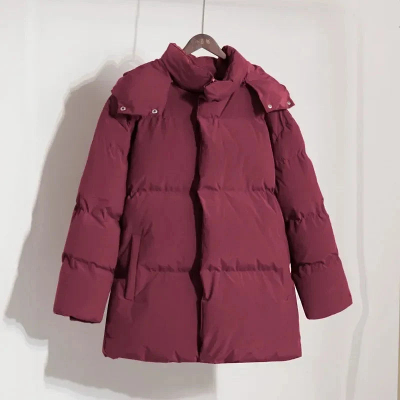 Womens Hooded Puffer Jacket Coat — vista laterale