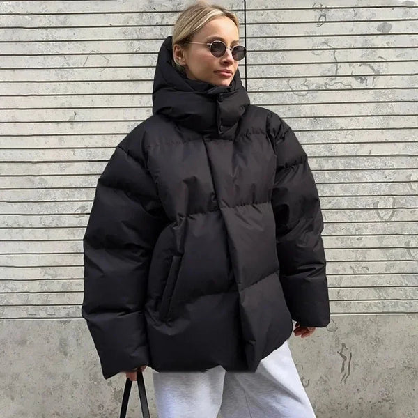 Womens Hooded Puffer Jacket Coat — vista frontale