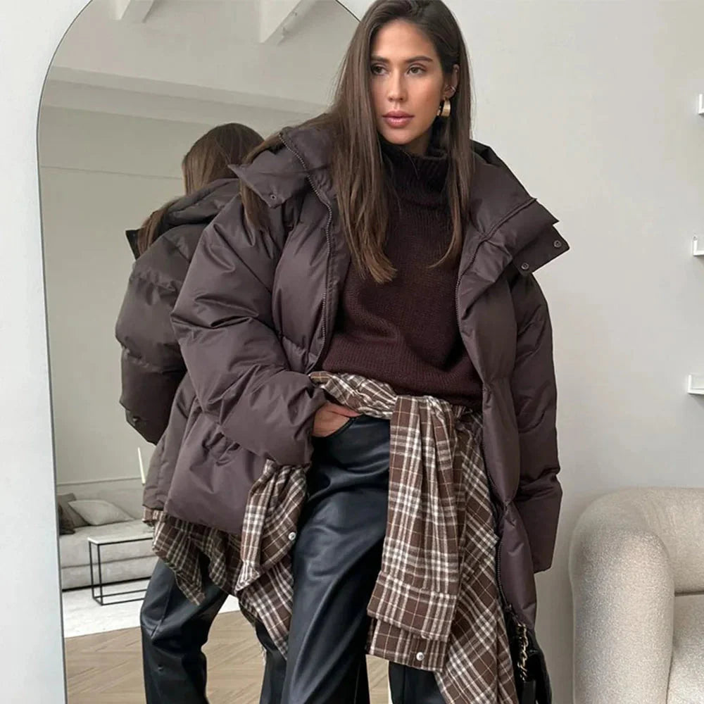 Womens Hooded Puffer Jacket Coat — vista completa