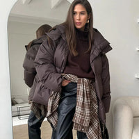 Womens Hooded Puffer Jacket Coat — vista completa
