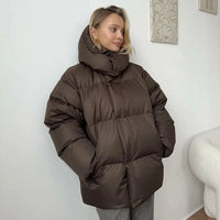 Womens Hooded Puffer Jacket Coat — vista frontale