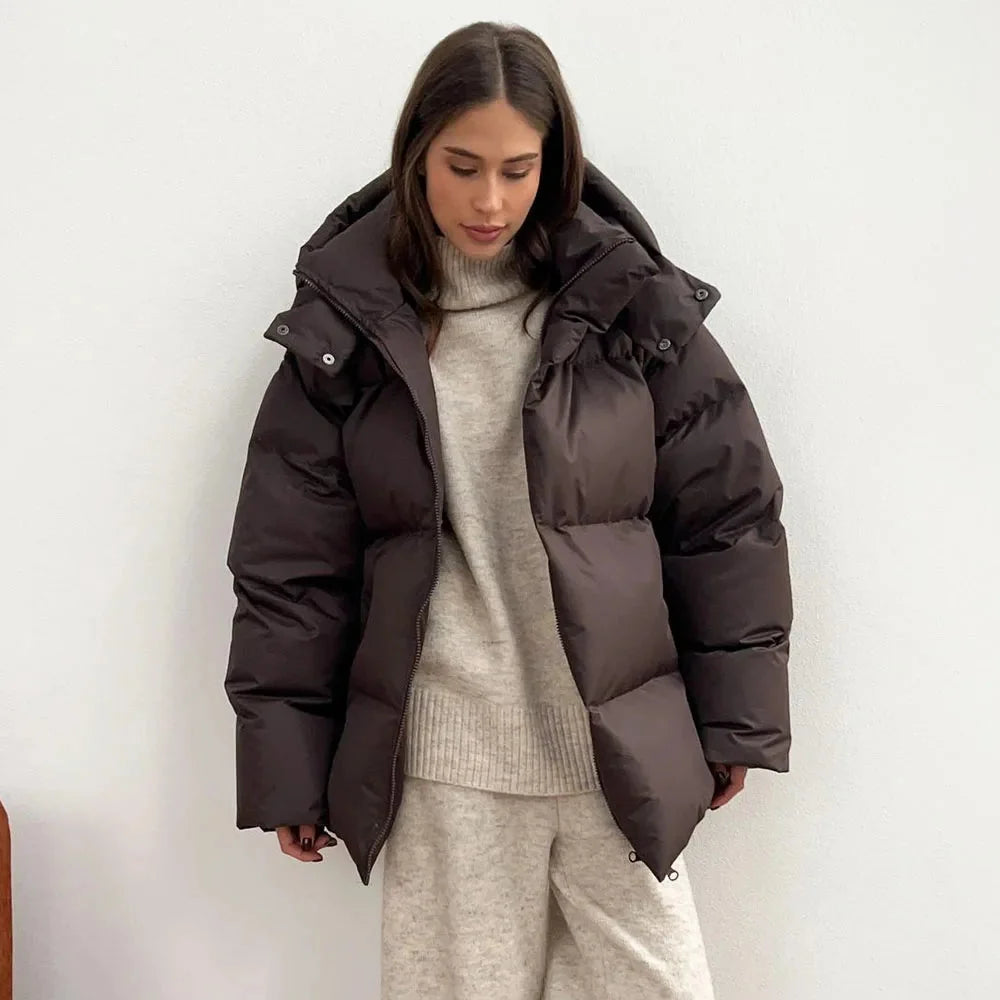 Womens Hooded Puffer Jacket Coat — dettaglio del tessuto