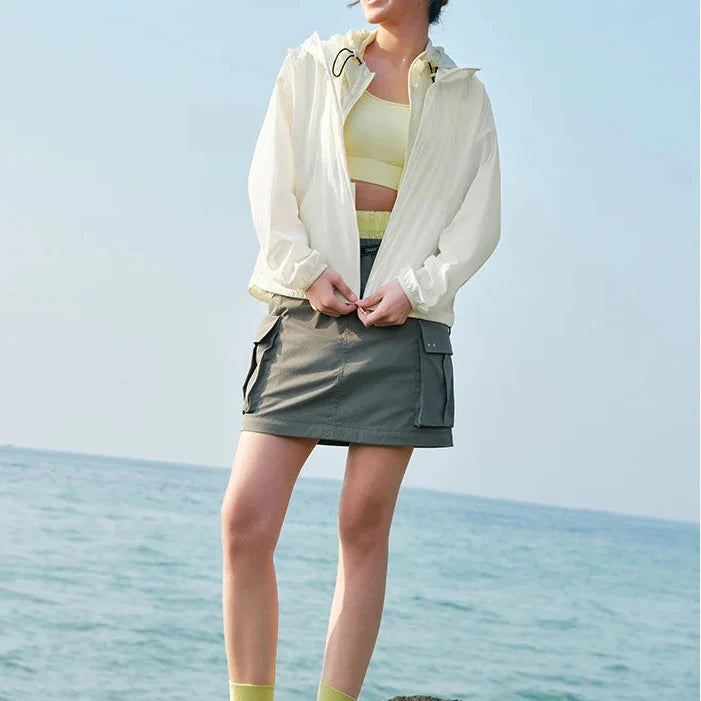 Womens Loose Hooded Windbreaker Coat — in alternativa
