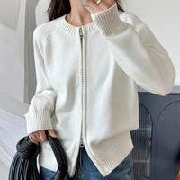Womens O Neck Double Zip Cardigan — vista frontale