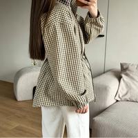 Womens Plaid Cinch Waist Best Windbreaker Jacket — dettaglio