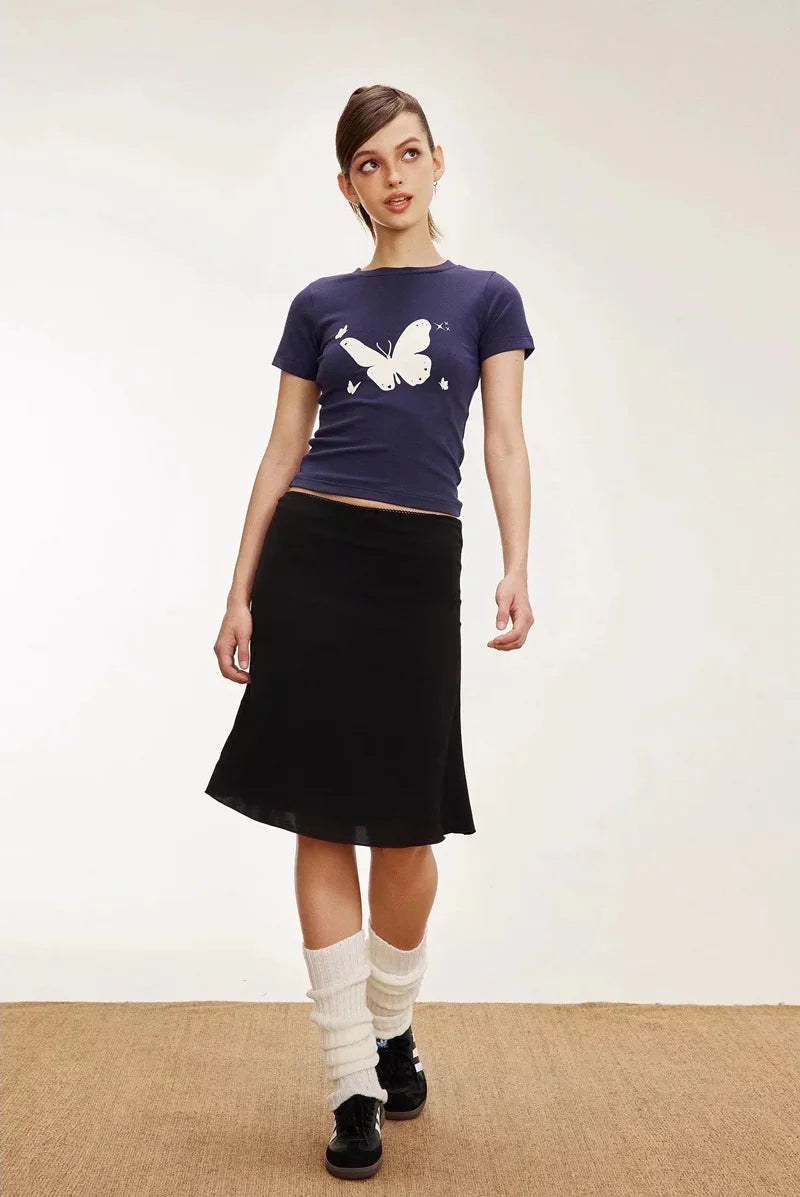 Womens Plaid Lettuce Edge Mesh Mini Skirt — vista laterale