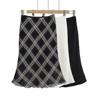 Womens Plaid Lettuce Edge Mesh Mini Skirt — vista frontale