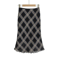 Womens Plaid Lettuce Edge Mesh Mini Skirt — dettaglio