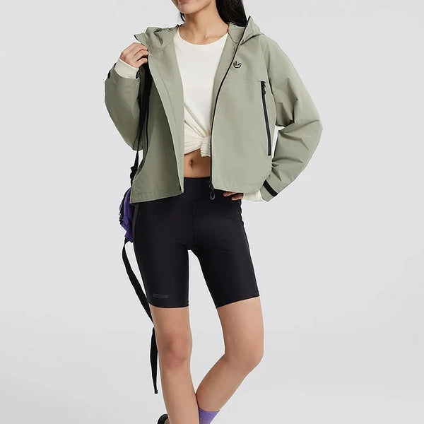 Womens Short Waterproof Windbreaker Jacket — vista frontale