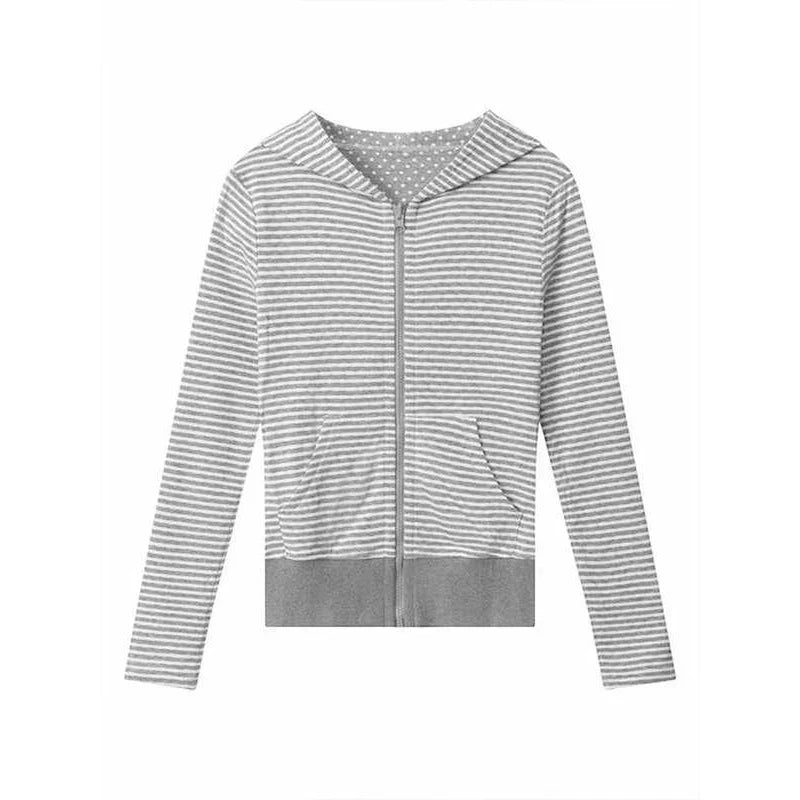 Womens Striped Grey Zip Up Hoodie — dettaglio della stampa