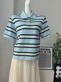 Womens Striped Polo Shirt — vista laterale