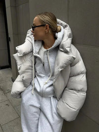 Womens Winter Warmer Hooded Puffer Jacket Coat — vista laterale