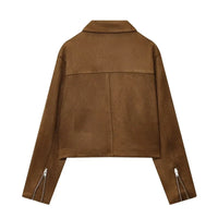 Womens Zip Up Faux Leather Bomber Jacket — in alternativa