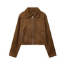 Y2K Womens Zip Up Faux Leather Bomber Jacket