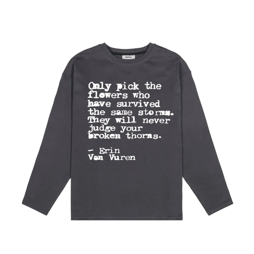 Words Of Wisdom Long Sleeve Graphic Top T Shirts — dettaglio della stampa