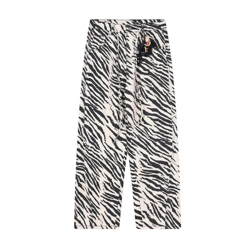 Zebra Striped Graphic Jeans — vista frontale