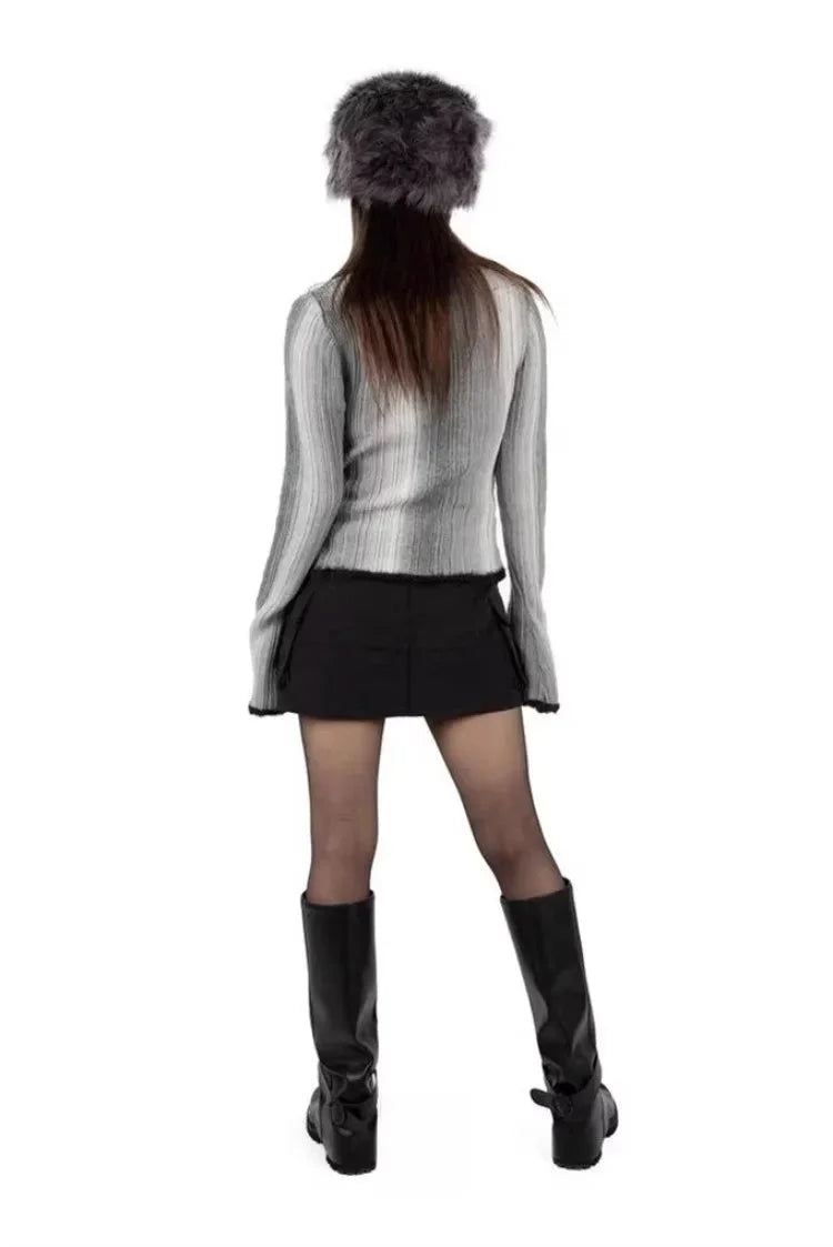 Zip Up Gradient Cardigan Sweater — vista completa