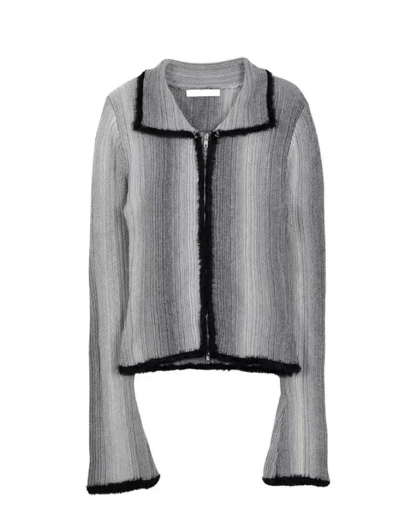 Zip Up Gradient Cardigan Sweater — vista frontale