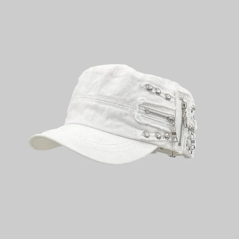 Zipper Flat Top Baseball Cap — dettaglio